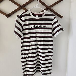 adidas Striped Tee with Black and Red Accents